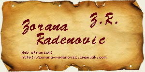 Zorana Radenović vizit kartica